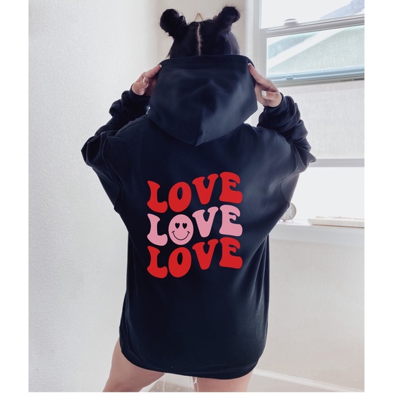 Graphic “Love Love Love” Long Sleeve Hoodie - Picture 2 of 3